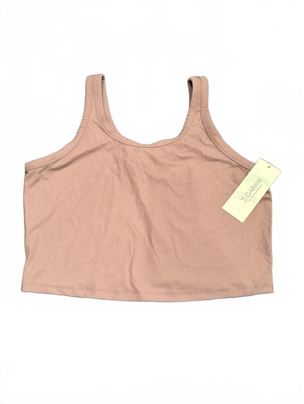 G4Free Ribbed Cropped Athletic Tank Top Taupe XL 16/18 NWT